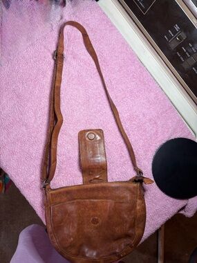 Brown Leather Crossbody Bag with Flap Closure